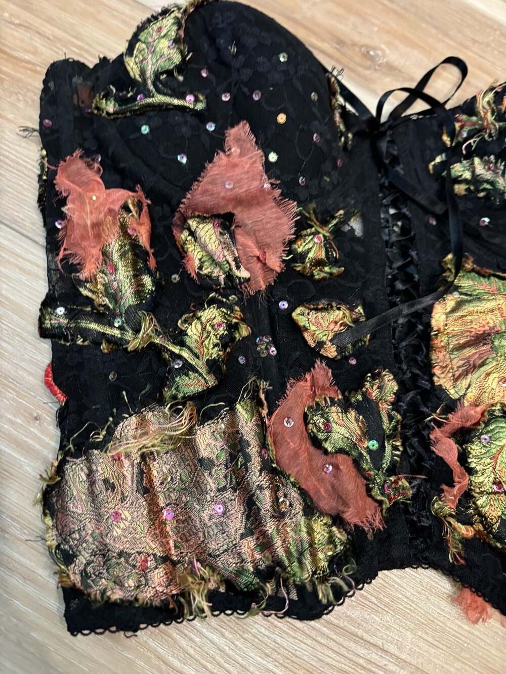 Vintage Alberto Makali Floral Lace and Embroidery Corset Bustier Top Silk Blend - Picture 2 of 10